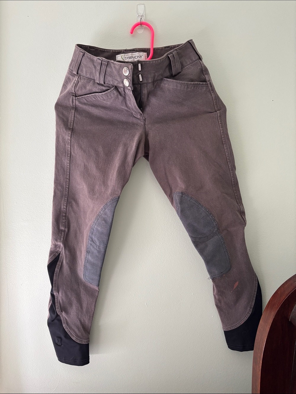 Brown Equestrian Breeches with Black Ankle Panels